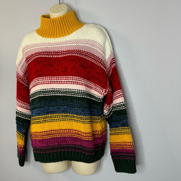 Sundance Cowl Neck Multicolor Relaxed Fit Sweater Women's S - Picture 5 of 9